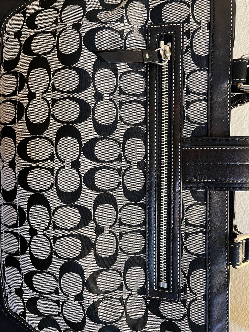 Coach Black and Gray Signature Buckle Tote - Picture 7 of 11
